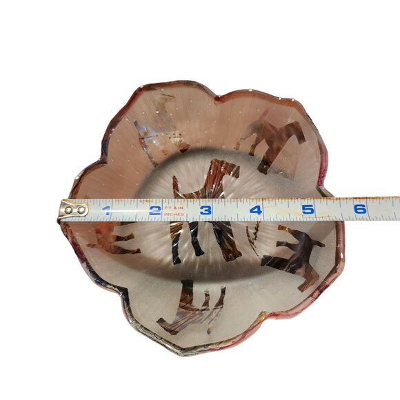 Vintage Iridescent Frosted Glass Bowl W/ Scottie Dog Design & Prism Effect Signe - Picture 5 of 9